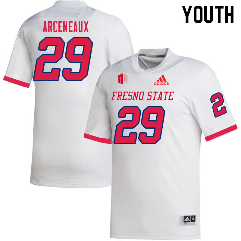 Youth #29 Johnathan Arceneaux Fresno State Bulldogs College Football Jerseys Sale-White - Click Image to Close
